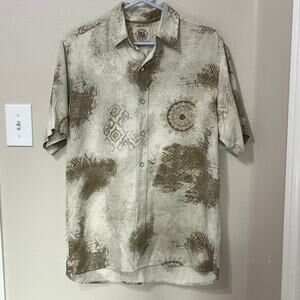 Pusser’s West Indies Men’s 100% Silk Shirt ‎ Size?(L) Button Up Green Super Soft